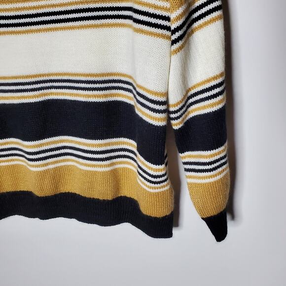 Lularoe natural striped stretchy knit front V-neck Torrie sweater - Picture 8 of 10
